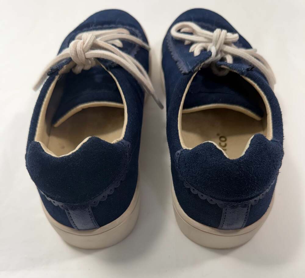 Spenco Women's Camden Suede Scalloped Lace Up Sneakers Peacoat Size 8B - Picture 2 of 8